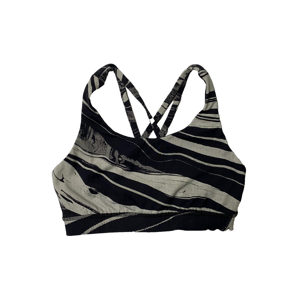 Lululemon Sports Bra Womens 6 Black Gray Energy Unpadded Criss Cross Back